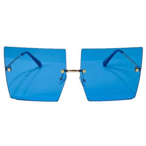6085 | Blue Rimless Large Square Sunglasses